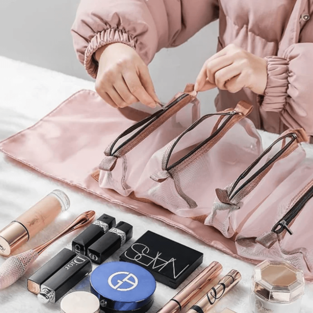 Premium Foldable Travel Cosmetic Organizer Bag – Multi-Compartment Toiletry & Makeup Storage Pouch | Buy 1 Get 1 Free