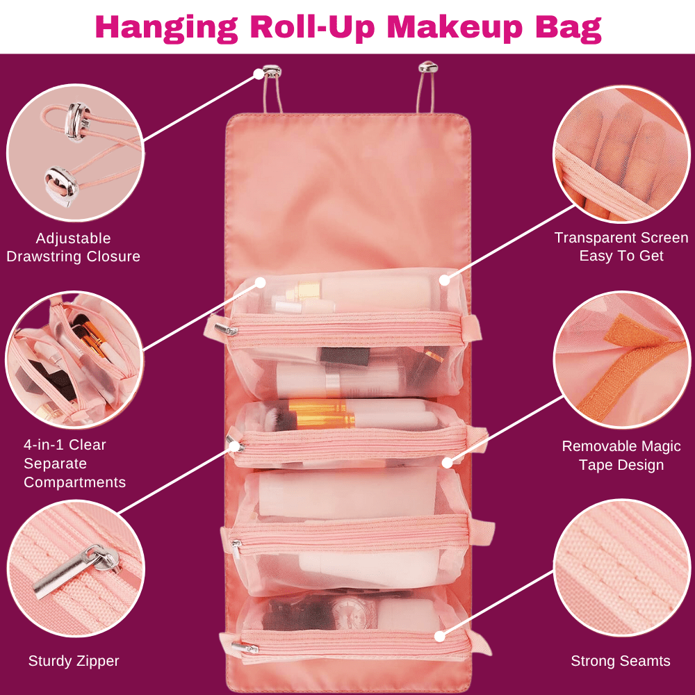 Premium Foldable Travel Cosmetic Organizer Bag – Multi-Compartment Toiletry & Makeup Storage Pouch | Buy 1 Get 1 Free