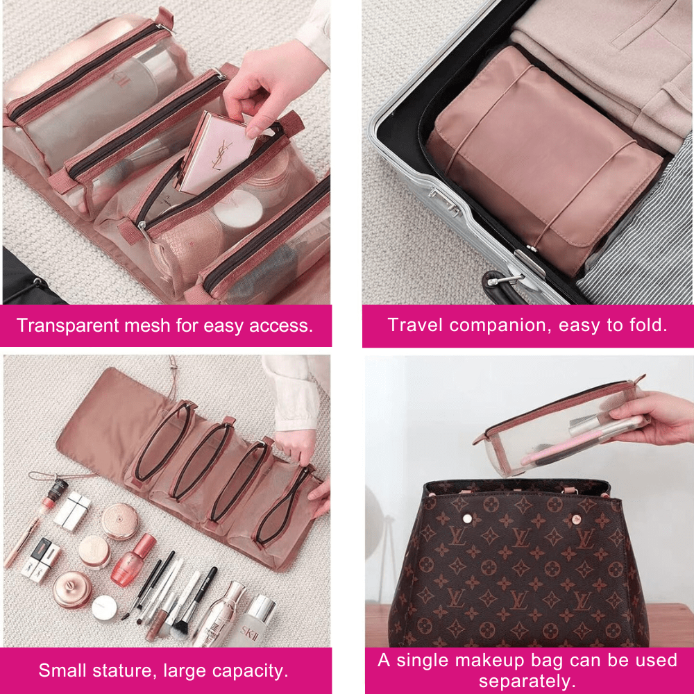 Premium Foldable Travel Cosmetic Organizer Bag – Multi-Compartment Toiletry & Makeup Storage Pouch | Buy 1 Get 1 Free