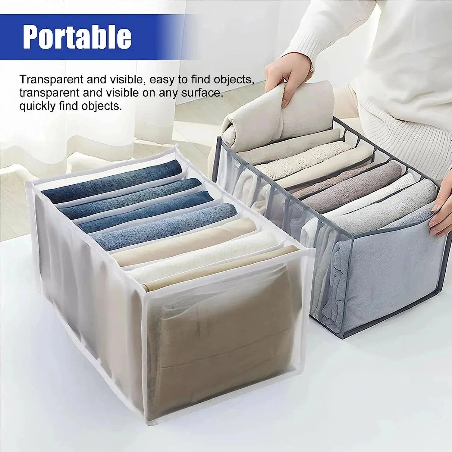 Space-Saving 7-Grid Storage Box - Organize Clothes, Socks, Pants & Innerwear
