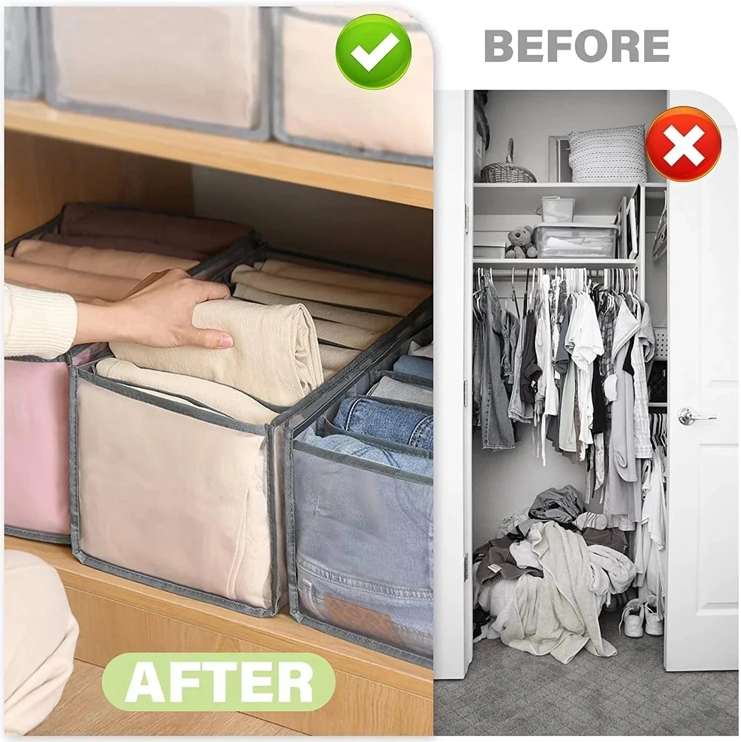 Space-Saving 7-Grid Storage Box - Organize Clothes, Socks, Pants & Innerwear